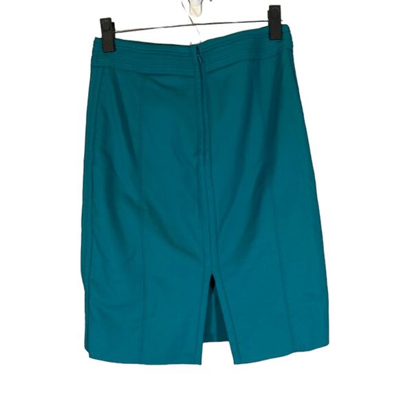 WHBM Perfect Form Teal Blue Straight Pencil Zipper Back Skirt Women Sz 0 - Picture 2 of 10